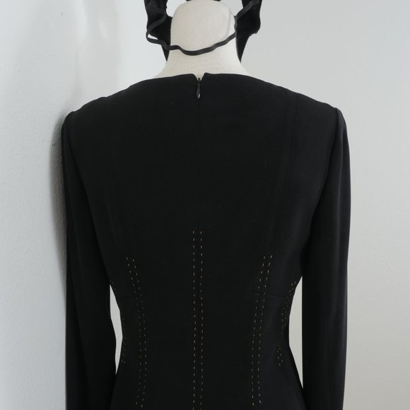 J' story Black Tan Stitching Detail Size 8 Dress - Picture 9 of 11